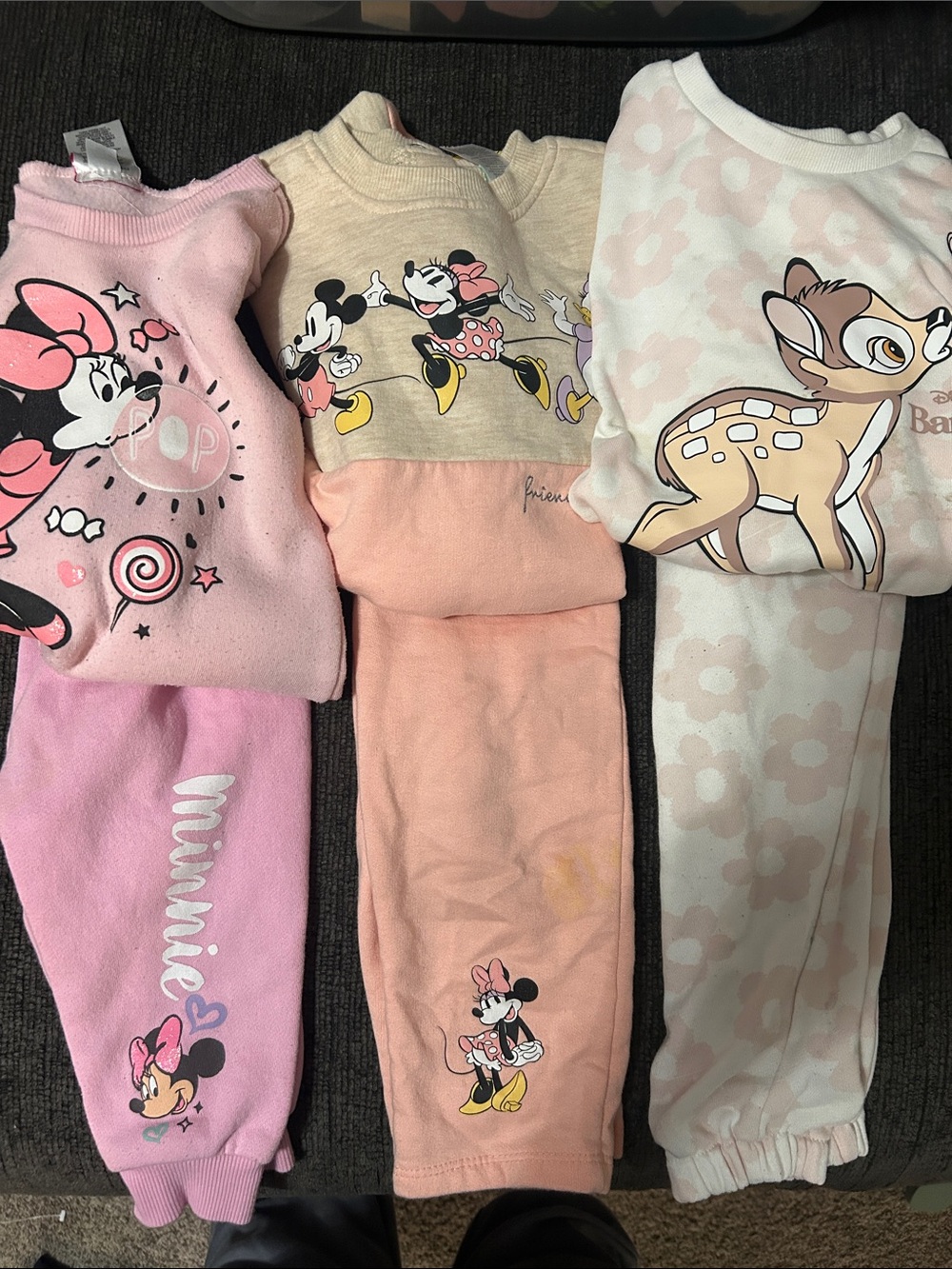 Disney Girls Three-Piece Character Pajama Sets - Pink, Peach, Cream